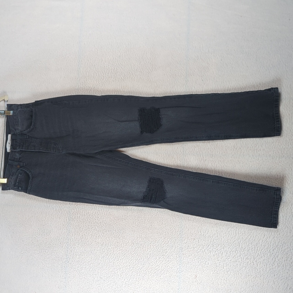 KanCan Maurices Women's Black Distressed High Rise Straight‎ Leg Jeans Size 0